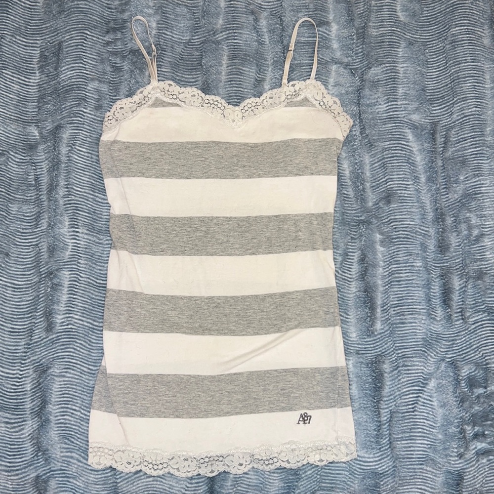 Grey and White Striped Aeropostale Tank